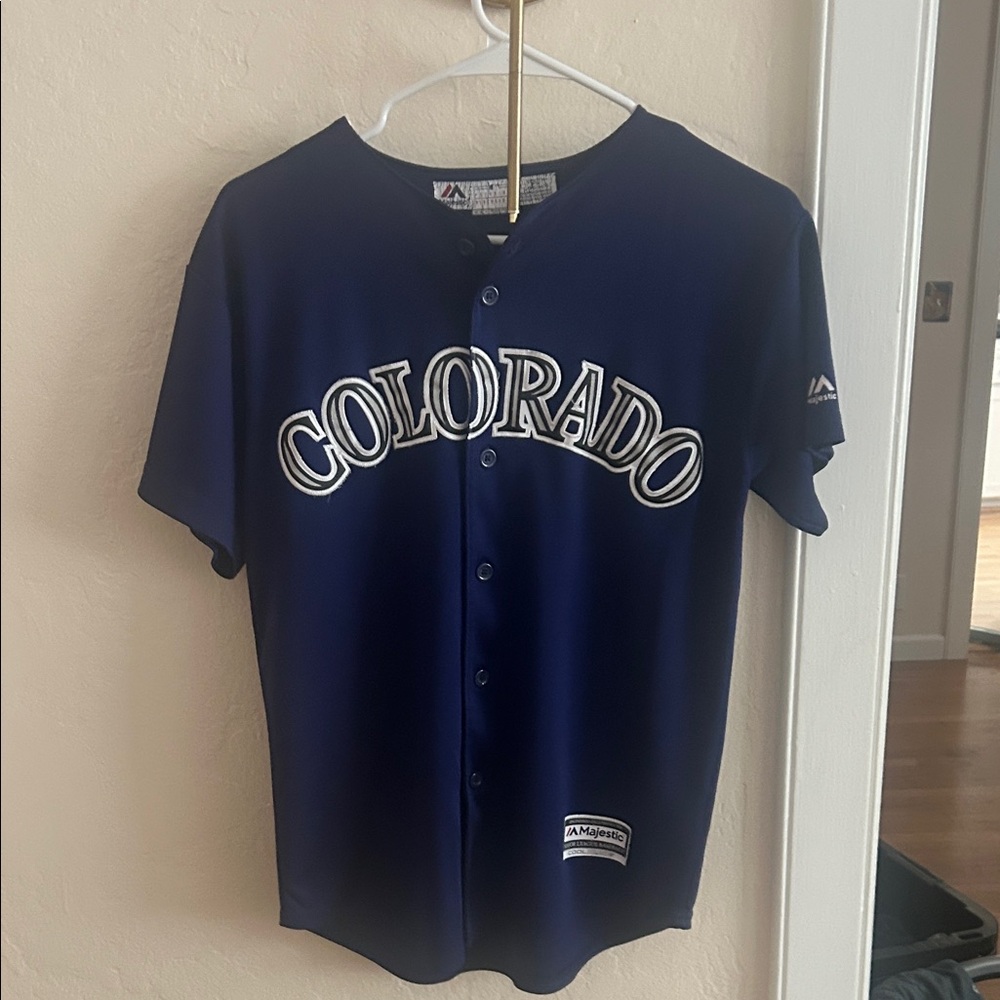 Majestic Navy Colorado Button-Up Jersey